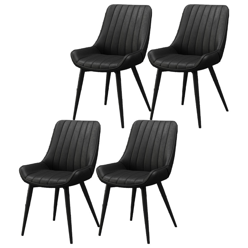 Upholstered Leather Dining Armchairs Solid Back Arm Chairs with Metal Legs Black 4 Piece Set Clearhalo ' kitchen&dining_furn' 'Dining Chairs' 'Dining Tables & Seating' 'dining_chair' 'furn' 'furn_dining_chair' 'Furniture' 'furniture_dining_chair' 'Kitchen & Dining Furniture' 'kitchen' 4330726
