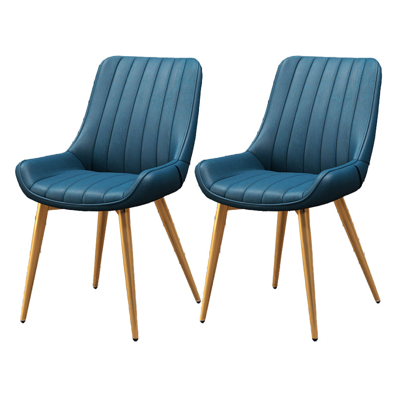 Upholstered Leather Dining Armchairs Solid Back Arm Chairs with Metal Legs Light Blue 2 Piece Set Clearhalo ' kitchen&dining_furn' 'Dining Chairs' 'Dining Tables & Seating' 'dining_chair' 'furn' 'furn_dining_chair' 'Furniture' 'furniture_dining_chair' 'Kitchen & Dining Furniture' 'kitchen' 4330729