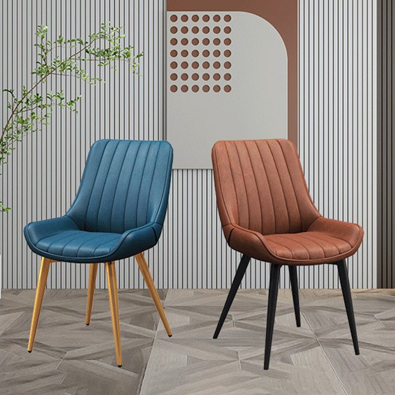 Upholstered Leather Dining Armchairs Solid Back Arm Chairs with Metal Legs Clearhalo ' kitchen&dining_furn' 'Dining Chairs' 'Dining Tables & Seating' 'dining_chair' 'furn' 'furn_dining_chair' 'Furniture' 'furniture_dining_chair' 'Kitchen & Dining Furniture' 'kitchen' 4330732