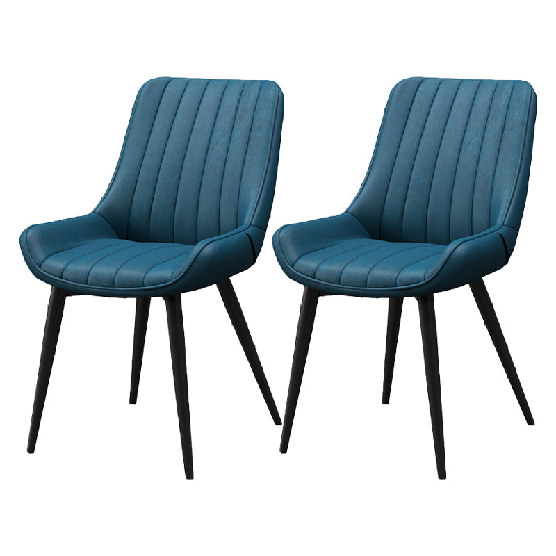 Upholstered Leather Dining Armchairs Solid Back Arm Chairs with Metal Legs Blue 2 Piece Set Clearhalo ' kitchen&dining_furn' 'Dining Chairs' 'Dining Tables & Seating' 'dining_chair' 'furn' 'furn_dining_chair' 'Furniture' 'furniture_dining_chair' 'Kitchen & Dining Furniture' 'kitchen' 4330734