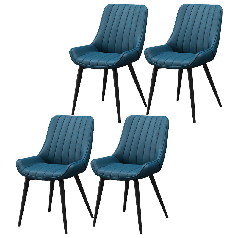 Upholstered Leather Dining Armchairs Solid Back Arm Chairs with Metal Legs Blue 4 Piece Set Clearhalo ' kitchen&dining_furn' 'Dining Chairs' 'Dining Tables & Seating' 'dining_chair' 'furn' 'furn_dining_chair' 'Furniture' 'furniture_dining_chair' 'Kitchen & Dining Furniture' 'kitchen' 4330735