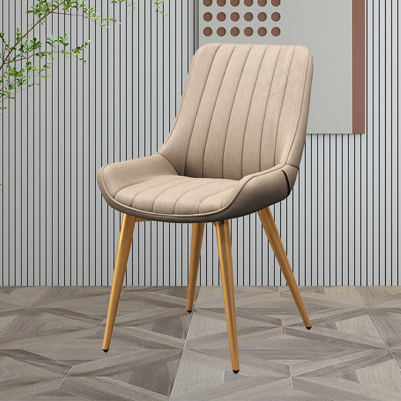 Upholstered Leather Dining Armchairs Solid Back Arm Chairs with Metal Legs Light Camel 1 Piece Clearhalo ' kitchen&dining_furn' 'Dining Chairs' 'Dining Tables & Seating' 'dining_chair' 'furn' 'furn_dining_chair' 'Furniture' 'furniture_dining_chair' 'Kitchen & Dining Furniture' 'kitchen' 4330736