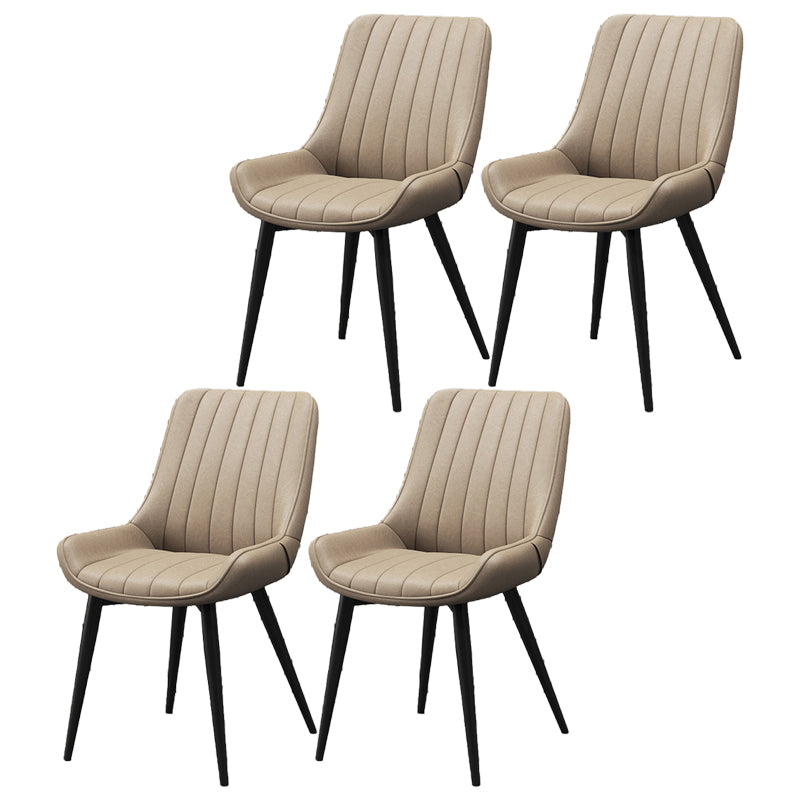 Upholstered Leather Dining Armchairs Solid Back Arm Chairs with Metal Legs Camel 4 Piece Set Clearhalo ' kitchen&dining_furn' 'Dining Chairs' 'Dining Tables & Seating' 'dining_chair' 'furn' 'furn_dining_chair' 'Furniture' 'furniture_dining_chair' 'Kitchen & Dining Furniture' 'kitchen' 4330741