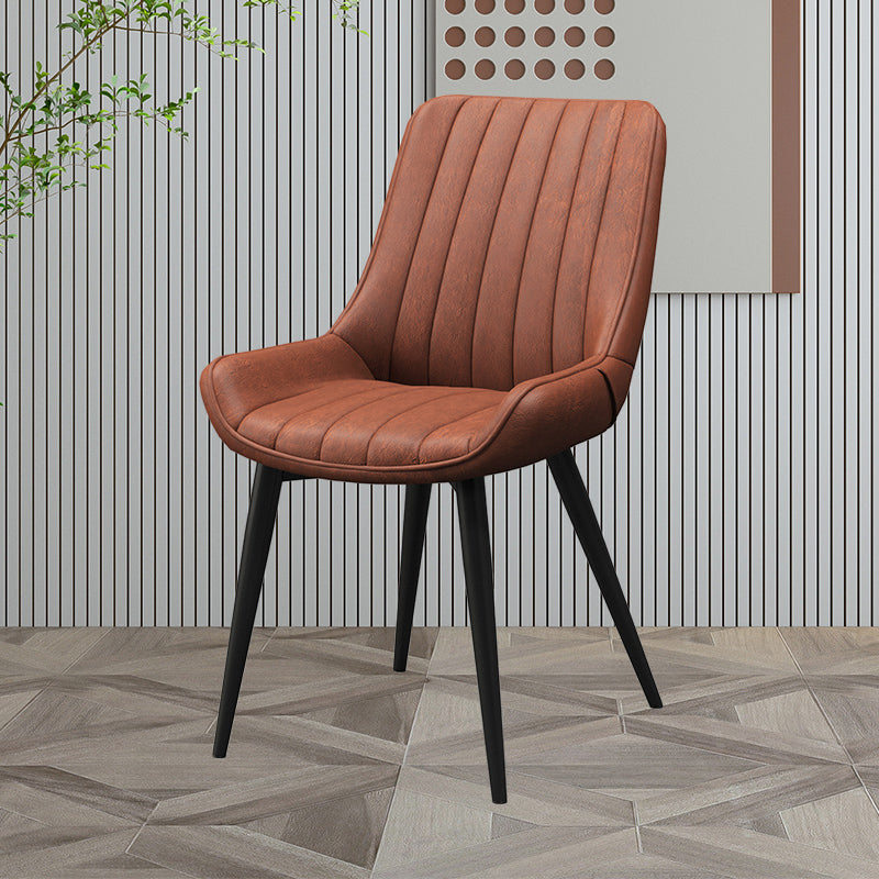 Upholstered Leather Dining Armchairs Solid Back Arm Chairs with Metal Legs Red 1 Piece Clearhalo ' kitchen&dining_furn' 'Dining Chairs' 'Dining Tables & Seating' 'dining_chair' 'furn' 'furn_dining_chair' 'Furniture' 'furniture_dining_chair' 'Kitchen & Dining Furniture' 'kitchen' 4330745