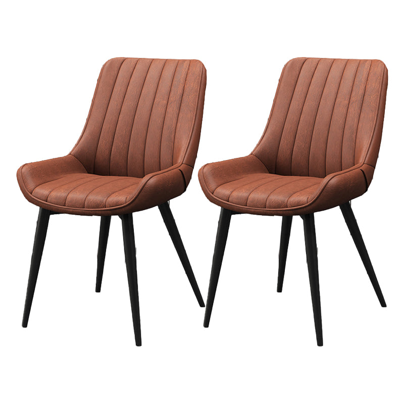 Upholstered Leather Dining Armchairs Solid Back Arm Chairs with Metal Legs Red 2 Piece Set Clearhalo ' kitchen&dining_furn' 'Dining Chairs' 'Dining Tables & Seating' 'dining_chair' 'furn' 'furn_dining_chair' 'Furniture' 'furniture_dining_chair' 'Kitchen & Dining Furniture' 'kitchen' 4330746