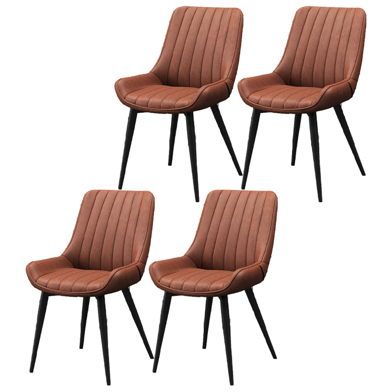 Upholstered Leather Dining Armchairs Solid Back Arm Chairs with Metal Legs Red 4 Piece Set Clearhalo ' kitchen&dining_furn' 'Dining Chairs' 'Dining Tables & Seating' 'dining_chair' 'furn' 'furn_dining_chair' 'Furniture' 'furniture_dining_chair' 'Kitchen & Dining Furniture' 'kitchen' 4330747