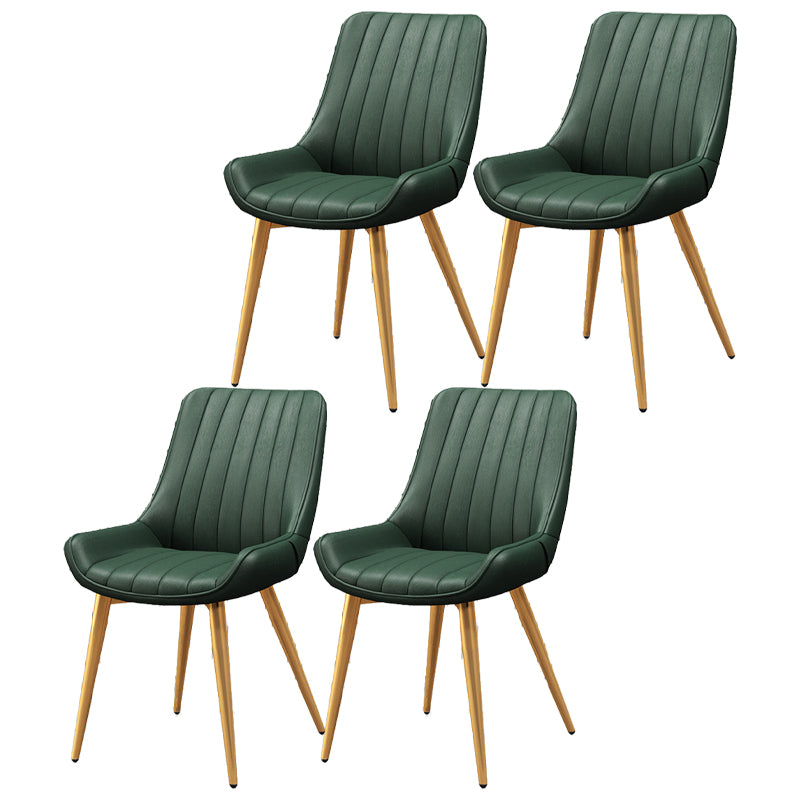 Upholstered Leather Dining Armchairs Solid Back Arm Chairs with Metal Legs Army Green 4 Piece Set Clearhalo ' kitchen&dining_furn' 'Dining Chairs' 'Dining Tables & Seating' 'dining_chair' 'furn' 'furn_dining_chair' 'Furniture' 'furniture_dining_chair' 'Kitchen & Dining Furniture' 'kitchen' 4330753