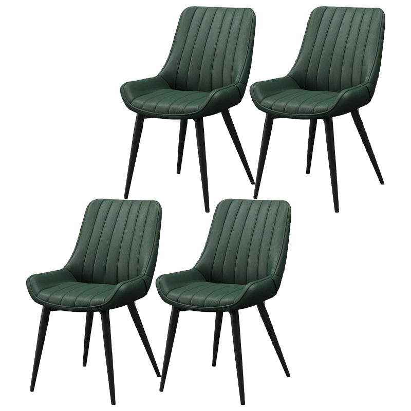 Upholstered Leather Dining Armchairs Solid Back Arm Chairs with Metal Legs Green 4 Piece Set Clearhalo ' kitchen&dining_furn' 'Dining Chairs' 'Dining Tables & Seating' 'dining_chair' 'furn' 'furn_dining_chair' 'Furniture' 'furniture_dining_chair' 'Kitchen & Dining Furniture' 'kitchen' 4330756