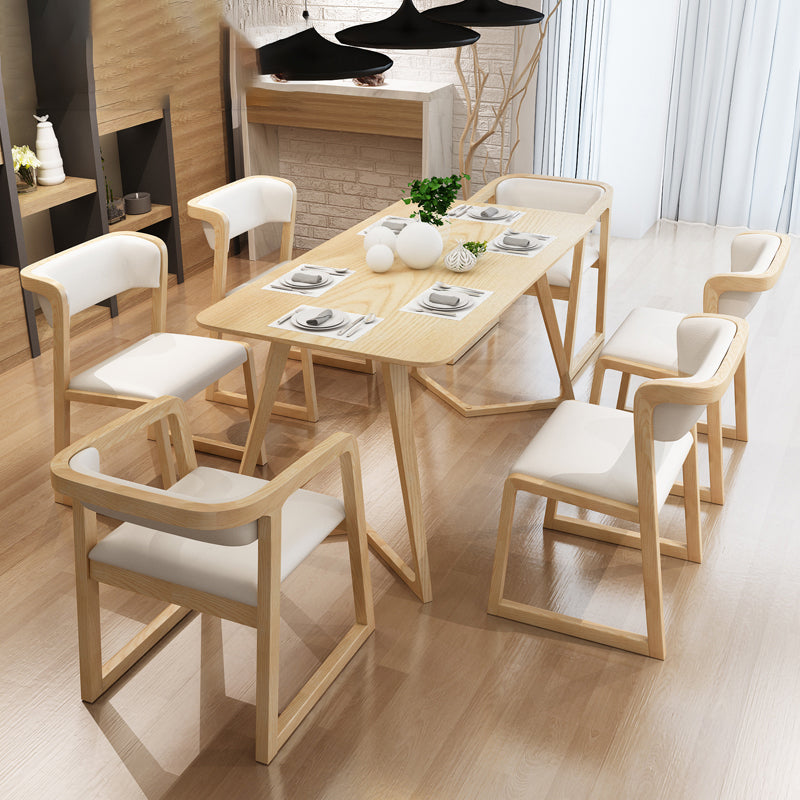 Modern Style Arm Dining Chairs Open Back Upholstered Armchairs with Wood Legs Clearhalo ' kitchen&dining_furn' 'Dining Chairs' 'Dining Tables & Seating' 'dining_chair' 'furn' 'furn_dining_chair' 'Furniture' 'furniture_dining_chair' 'Kitchen & Dining Furniture' 'kitchen' 4330760