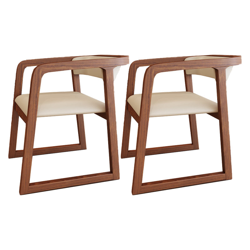 Modern Style Arm Dining Chairs Open Back Upholstered Armchairs with Wood Legs Walnut 2 Piece Set Clearhalo ' kitchen&dining_furn' 'Dining Chairs' 'Dining Tables & Seating' 'dining_chair' 'furn' 'furn_dining_chair' 'Furniture' 'furniture_dining_chair' 'Kitchen & Dining Furniture' 'kitchen' 4330762
