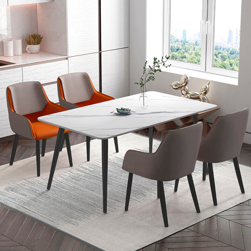 Leather Dining Armchairs Upholstered Solid Back Arm Chairs with Black Legs Clearhalo ' kitchen&dining_furn' 'Dining Chairs' 'Dining Tables & Seating' 'dining_chair' 'furn' 'furn_dining_chair' 'Furniture' 'furniture_dining_chair' 'Kitchen & Dining Furniture' 'kitchen' 4330770