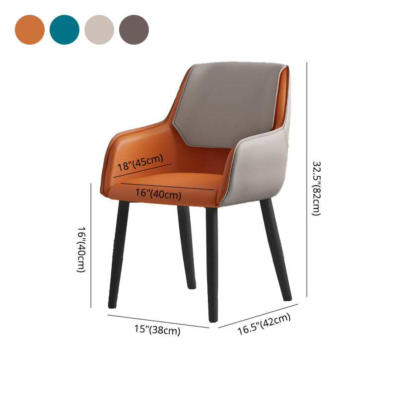 Leather Dining Armchairs Upholstered Solid Back Arm Chairs with Black Legs Clearhalo ' kitchen&dining_furn' 'Dining Chairs' 'Dining Tables & Seating' 'dining_chair' 'furn' 'furn_dining_chair' 'Furniture' 'furniture_dining_chair' 'Kitchen & Dining Furniture' 'kitchen' 4330783