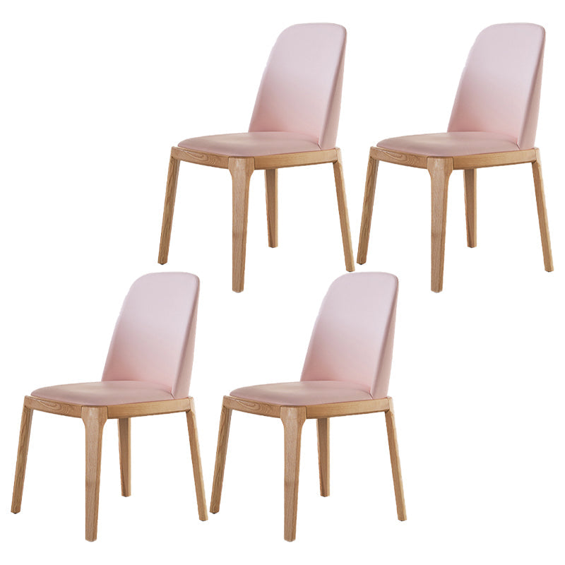 Modern Wood Dining Room Chair Upholstered Armless Dining Chairs for Home Use Pink 4 Piece Set Clearhalo ' kitchen&dining_furn' 'Dining Chairs' 'Dining Tables & Seating' 'dining_chair' 'furn' 'furn_dining_chair' 'Furniture' 'furniture_dining_chair' 'Kitchen & Dining Furniture' 'kitchen' 4330794