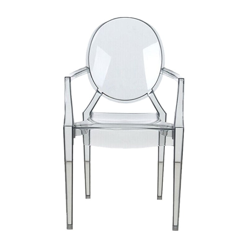 Nordic Style Plastic Dining Room Chair Stacking Dining Arm Chair for Restaurant Use Black Clear 1 Piece Clearhalo ' kitchen&dining_furn' 'Dining Chairs' 'Dining Tables & Seating' 'dining_chair' 'furn' 'furn_dining_chair' 'Furniture' 'furniture_dining_chair' 'Kitchen & Dining Furniture' 'kitchen' 4330802