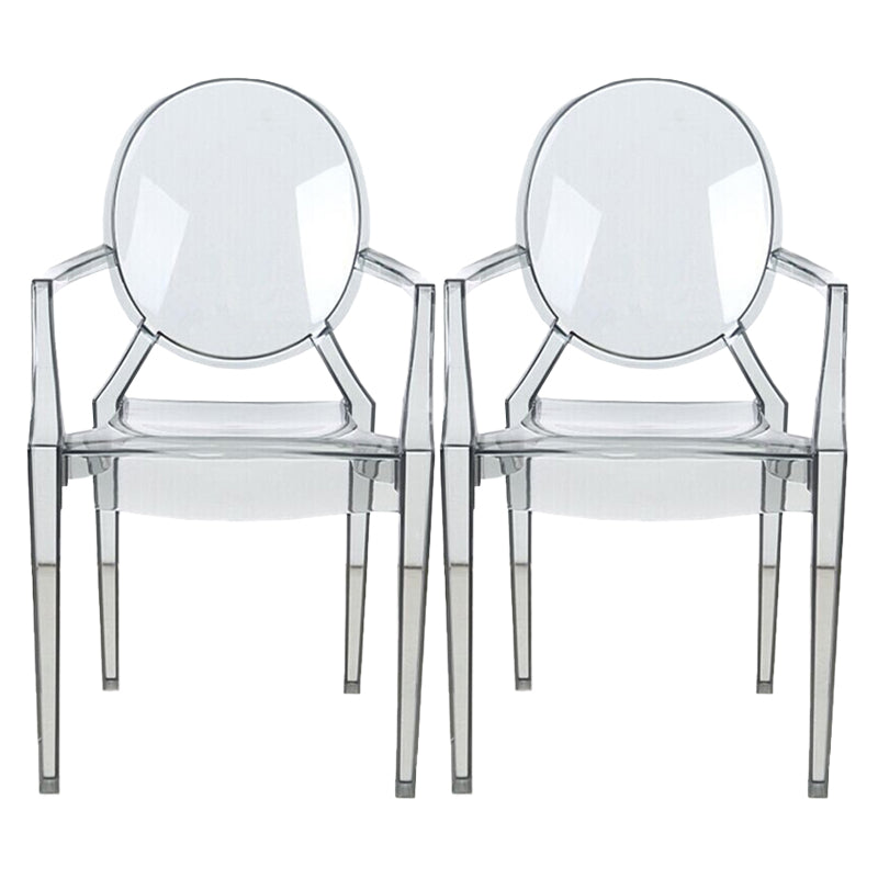 Nordic Style Plastic Dining Room Chair Stacking Dining Arm Chair for Restaurant Use Black Clear 2 Piece Set Clearhalo ' kitchen&dining_furn' 'Dining Chairs' 'Dining Tables & Seating' 'dining_chair' 'furn' 'furn_dining_chair' 'Furniture' 'furniture_dining_chair' 'Kitchen & Dining Furniture' 'kitchen' 4330803