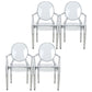 Nordic Style Plastic Dining Room Chair Stacking Dining Arm Chair for Restaurant Use Black Clear 4 Piece Set Clearhalo ' kitchen&dining_furn' 'Dining Chairs' 'Dining Tables & Seating' 'dining_chair' 'furn' 'furn_dining_chair' 'Furniture' 'furniture_dining_chair' 'Kitchen & Dining Furniture' 'kitchen' 4330805