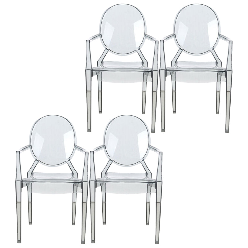 Nordic Style Plastic Dining Room Chair Stacking Dining Arm Chair for Restaurant Use Black Clear 4 Piece Set Clearhalo ' kitchen&dining_furn' 'Dining Chairs' 'Dining Tables & Seating' 'dining_chair' 'furn' 'furn_dining_chair' 'Furniture' 'furniture_dining_chair' 'Kitchen & Dining Furniture' 'kitchen' 4330805