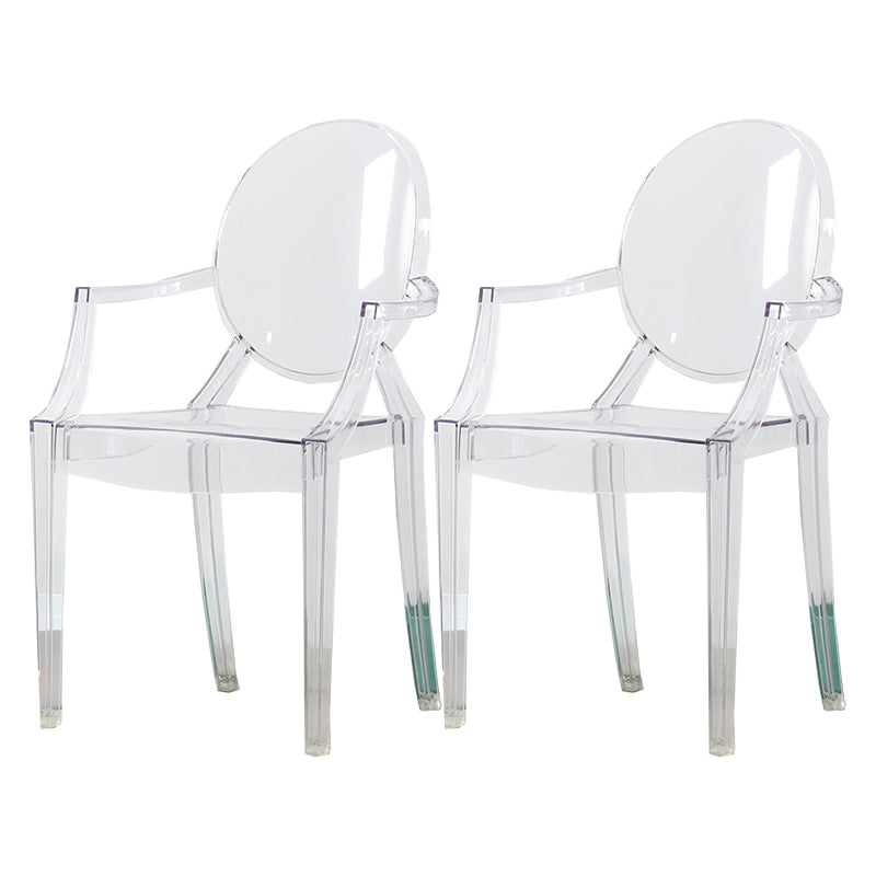 Nordic Style Plastic Dining Room Chair Stacking Dining Arm Chair for Restaurant Use Clear 2 Piece Set Clearhalo ' kitchen&dining_furn' 'Dining Chairs' 'Dining Tables & Seating' 'dining_chair' 'furn' 'furn_dining_chair' 'Furniture' 'furniture_dining_chair' 'Kitchen & Dining Furniture' 'kitchen' 4330809