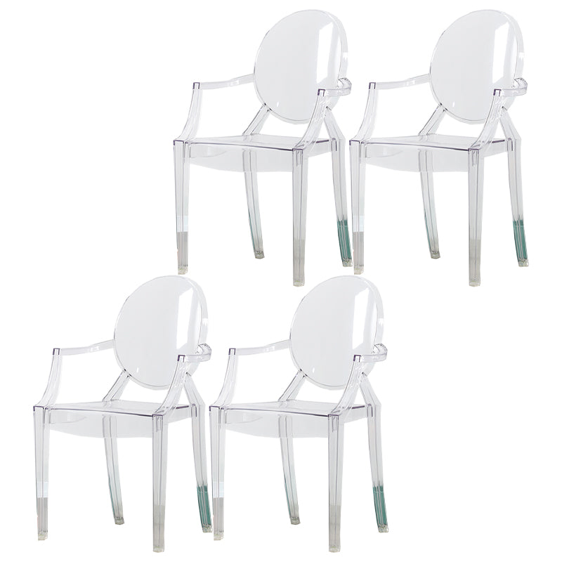 Nordic Style Plastic Dining Room Chair Stacking Dining Arm Chair for Restaurant Use Clear 4 Piece Set Clearhalo ' kitchen&dining_furn' 'Dining Chairs' 'Dining Tables & Seating' 'dining_chair' 'furn' 'furn_dining_chair' 'Furniture' 'furniture_dining_chair' 'Kitchen & Dining Furniture' 'kitchen' 4330811