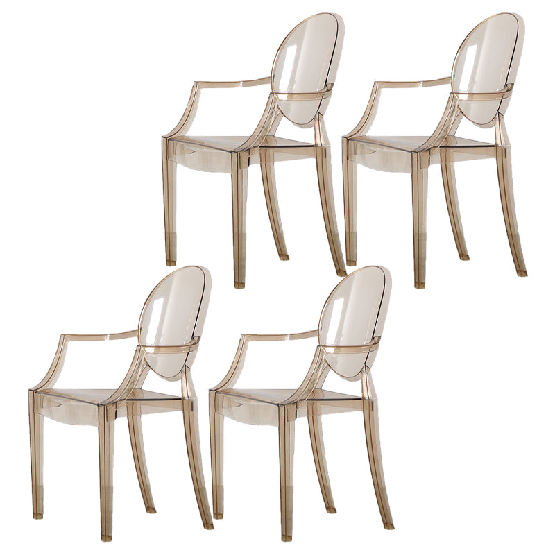 Nordic Style Plastic Dining Room Chair Stacking Dining Arm Chair for Restaurant Use Amber 4 Piece Set Clearhalo ' kitchen&dining_furn' 'Dining Chairs' 'Dining Tables & Seating' 'dining_chair' 'furn' 'furn_dining_chair' 'Furniture' 'furniture_dining_chair' 'Kitchen & Dining Furniture' 'kitchen' 4330817