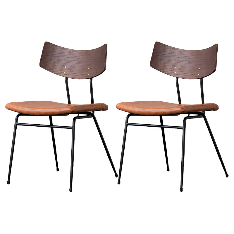 Contemporary Style Dining Chairs Armless Kitchen Side Chair with Metal Legs Brown 2 Piece Set Clearhalo ' kitchen&dining_furn' 'Dining Chairs' 'Dining Tables & Seating' 'dining_chair' 'furn' 'furn_dining_chair' 'Furniture' 'furniture_dining_chair' 'Kitchen & Dining Furniture' 'kitchen' 4330823