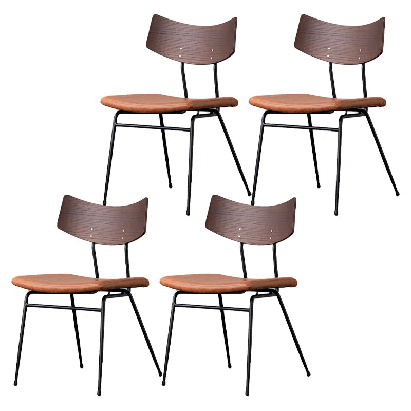 Contemporary Style Dining Chairs Armless Kitchen Side Chair with Metal Legs Brown 4 Piece Set Clearhalo ' kitchen&dining_furn' 'Dining Chairs' 'Dining Tables & Seating' 'dining_chair' 'furn' 'furn_dining_chair' 'Furniture' 'furniture_dining_chair' 'Kitchen & Dining Furniture' 'kitchen' 4330826