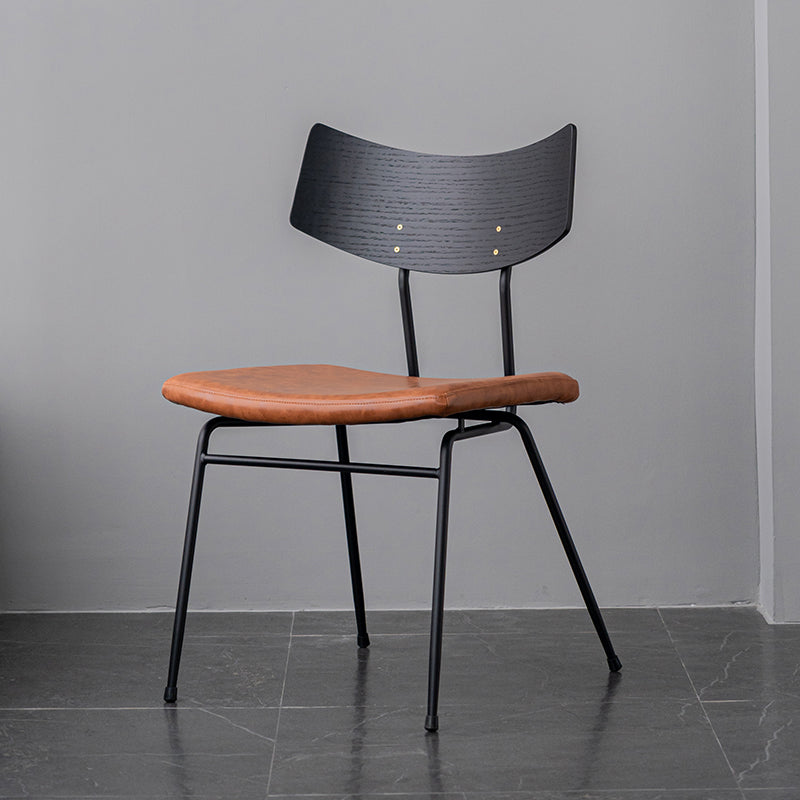 Contemporary Style Dining Chairs Armless Kitchen Side Chair with Metal Legs Black-Brown 1 Piece Clearhalo ' kitchen&dining_furn' 'Dining Chairs' 'Dining Tables & Seating' 'dining_chair' 'furn' 'furn_dining_chair' 'Furniture' 'furniture_dining_chair' 'Kitchen & Dining Furniture' 'kitchen' 4330828