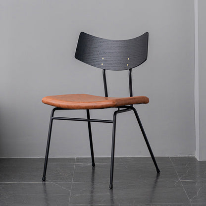 Contemporary Style Dining Chairs Armless Kitchen Side Chair with Metal Legs Black-Brown 1 Piece Clearhalo ' kitchen&dining_furn' 'Dining Chairs' 'Dining Tables & Seating' 'dining_chair' 'furn' 'furn_dining_chair' 'Furniture' 'furniture_dining_chair' 'Kitchen & Dining Furniture' 'kitchen' 4330828