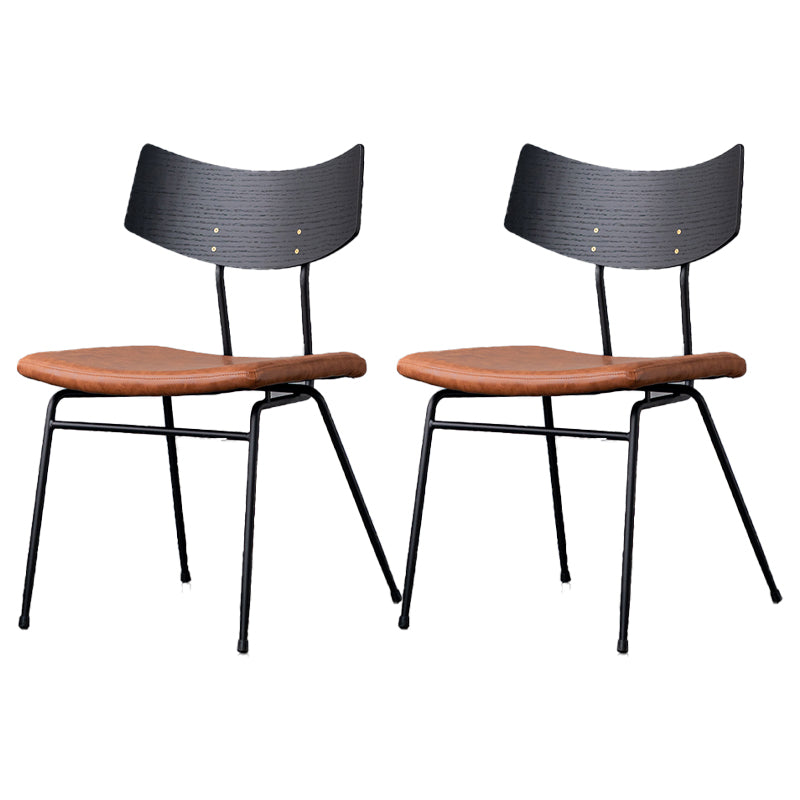Contemporary Style Dining Chairs Armless Kitchen Side Chair with Metal Legs Black-Brown 2 Piece Set Clearhalo ' kitchen&dining_furn' 'Dining Chairs' 'Dining Tables & Seating' 'dining_chair' 'furn' 'furn_dining_chair' 'Furniture' 'furniture_dining_chair' 'Kitchen & Dining Furniture' 'kitchen' 4330830