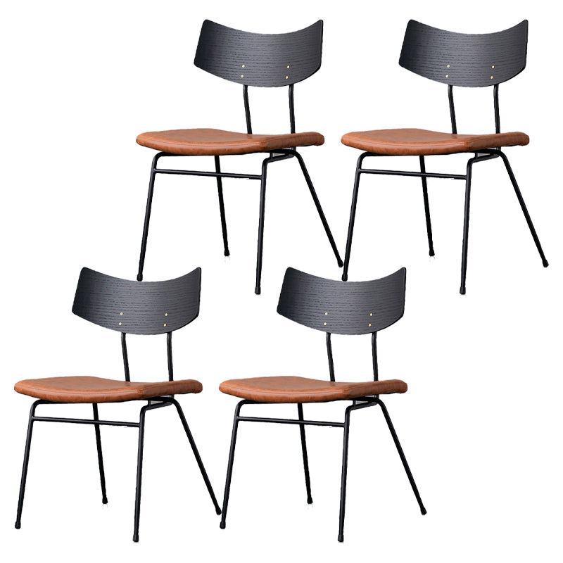Contemporary Style Dining Chairs Armless Kitchen Side Chair with Metal Legs Black-Brown 4 Piece Set Clearhalo ' kitchen&dining_furn' 'Dining Chairs' 'Dining Tables & Seating' 'dining_chair' 'furn' 'furn_dining_chair' 'Furniture' 'furniture_dining_chair' 'Kitchen & Dining Furniture' 'kitchen' 4330831
