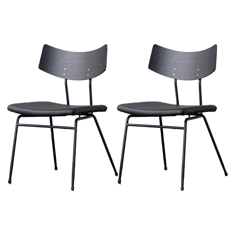 Contemporary Style Dining Chairs Armless Kitchen Side Chair with Metal Legs Black 2 Piece Set Clearhalo ' kitchen&dining_furn' 'Dining Chairs' 'Dining Tables & Seating' 'dining_chair' 'furn' 'furn_dining_chair' 'Furniture' 'furniture_dining_chair' 'Kitchen & Dining Furniture' 'kitchen' 4330836