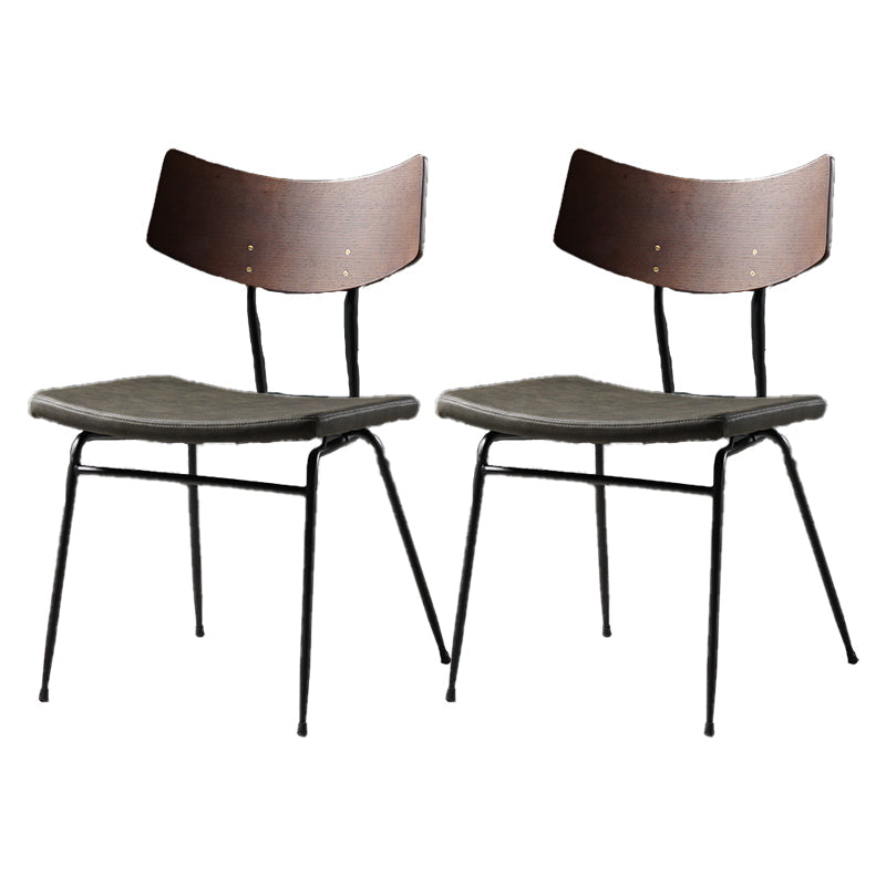 Contemporary Style Dining Chairs Armless Kitchen Side Chair with Metal Legs Black-Gray 2 Piece Set Clearhalo ' kitchen&dining_furn' 'Dining Chairs' 'Dining Tables & Seating' 'dining_chair' 'furn' 'furn_dining_chair' 'Furniture' 'furniture_dining_chair' 'Kitchen & Dining Furniture' 'kitchen' 4330847