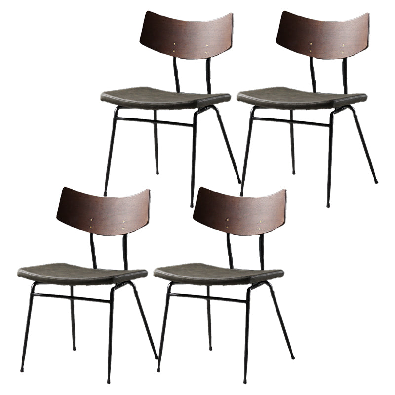 Contemporary Style Dining Chairs Armless Kitchen Side Chair with Metal Legs Black-Gray 4 Piece Set Clearhalo ' kitchen&dining_furn' 'Dining Chairs' 'Dining Tables & Seating' 'dining_chair' 'furn' 'furn_dining_chair' 'Furniture' 'furniture_dining_chair' 'Kitchen & Dining Furniture' 'kitchen' 4330848