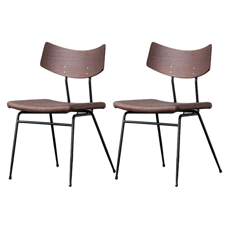 Contemporary Style Dining Chairs Armless Kitchen Side Chair with Metal Legs Dark Brown 2 Piece Set Clearhalo ' kitchen&dining_furn' 'Dining Chairs' 'Dining Tables & Seating' 'dining_chair' 'furn' 'furn_dining_chair' 'Furniture' 'furniture_dining_chair' 'Kitchen & Dining Furniture' 'kitchen' 4330856