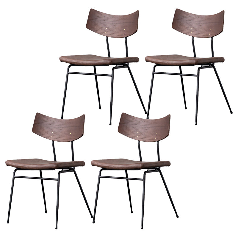 Contemporary Style Dining Chairs Armless Kitchen Side Chair with Metal Legs Dark Brown 4 Piece Set Clearhalo ' kitchen&dining_furn' 'Dining Chairs' 'Dining Tables & Seating' 'dining_chair' 'furn' 'furn_dining_chair' 'Furniture' 'furniture_dining_chair' 'Kitchen & Dining Furniture' 'kitchen' 4330857