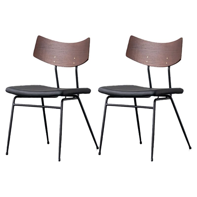 Contemporary Style Dining Chairs Armless Kitchen Side Chair with Metal Legs Brown-Black 2 Piece Set Clearhalo ' kitchen&dining_furn' 'Dining Chairs' 'Dining Tables & Seating' 'dining_chair' 'furn' 'furn_dining_chair' 'Furniture' 'furniture_dining_chair' 'Kitchen & Dining Furniture' 'kitchen' 4330862