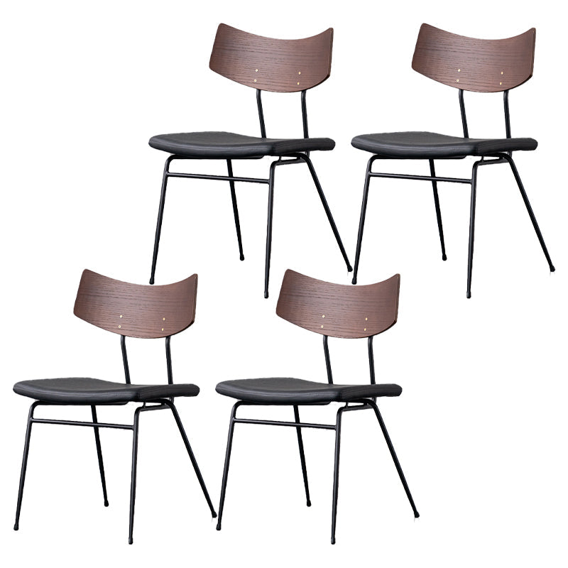 Contemporary Style Dining Chairs Armless Kitchen Side Chair with Metal Legs Brown-Black 4 Piece Set Clearhalo ' kitchen&dining_furn' 'Dining Chairs' 'Dining Tables & Seating' 'dining_chair' 'furn' 'furn_dining_chair' 'Furniture' 'furniture_dining_chair' 'Kitchen & Dining Furniture' 'kitchen' 4330863