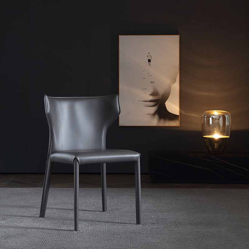 Modern Style Home Side Chair Wingback Leather Upholstered Dining Room Chair Clearhalo ' kitchen&dining_furn' 'Dining Chairs' 'Dining Tables & Seating' 'dining_chair' 'furn' 'furn_dining_chair' 'Furniture' 'furniture_dining_chair' 'Kitchen & Dining Furniture' 'kitchen' 4330881