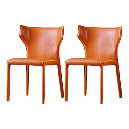 Modern Style Home Side Chair Wingback Leather Upholstered Dining Room Chair Orange 2 Piece Set Clearhalo ' kitchen&dining_furn' 'Dining Chairs' 'Dining Tables & Seating' 'dining_chair' 'furn' 'furn_dining_chair' 'Furniture' 'furniture_dining_chair' 'Kitchen & Dining Furniture' 'kitchen' 4330882