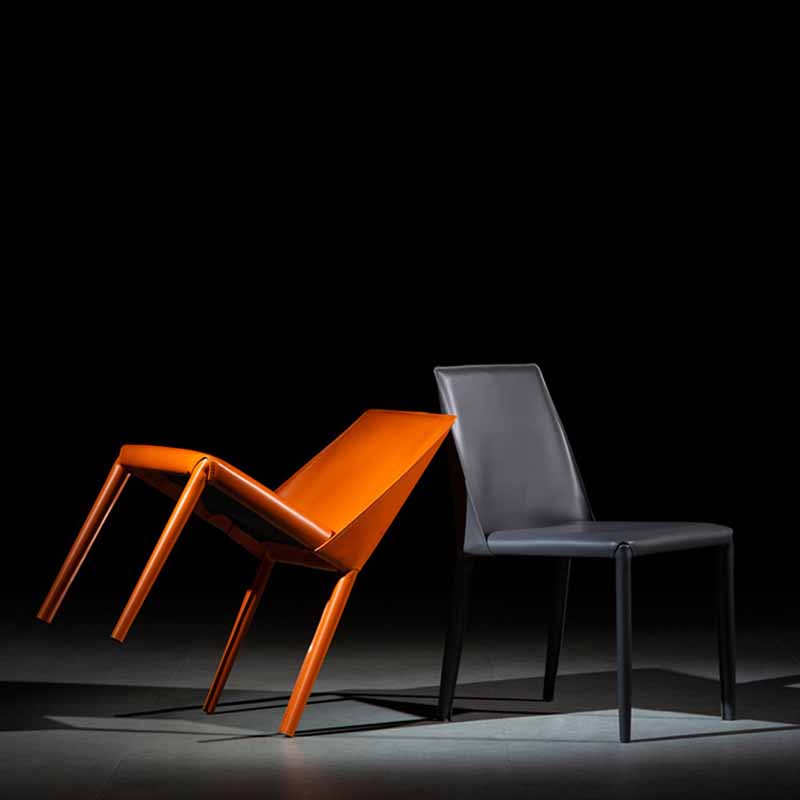 Designer Style Restaurant Solid Back Side Chair Saddle Leather Dining Chair Clearhalo ' kitchen&dining_furn' 'Dining Chairs' 'Dining Tables & Seating' 'dining_chair' 'furn' 'furn_dining_chair' 'Furniture' 'furniture_dining_chair' 'Kitchen & Dining Furniture' 'kitchen' 4330897