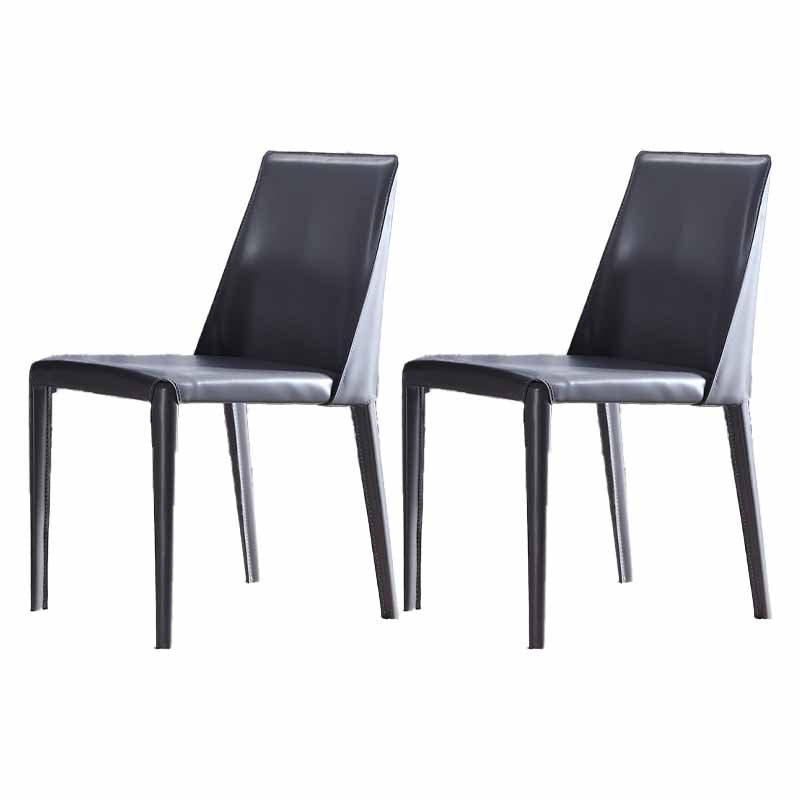 Designer Style Restaurant Solid Back Side Chair Saddle Leather Dining Chair Grey 2 Piece Set Clearhalo ' kitchen&dining_furn' 'Dining Chairs' 'Dining Tables & Seating' 'dining_chair' 'furn' 'furn_dining_chair' 'Furniture' 'furniture_dining_chair' 'Kitchen & Dining Furniture' 'kitchen' 4330898
