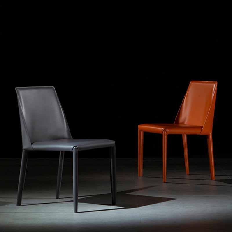 Designer Style Restaurant Solid Back Side Chair Saddle Leather Dining Chair Clearhalo ' kitchen&dining_furn' 'Dining Chairs' 'Dining Tables & Seating' 'dining_chair' 'furn' 'furn_dining_chair' 'Furniture' 'furniture_dining_chair' 'Kitchen & Dining Furniture' 'kitchen' 4330900