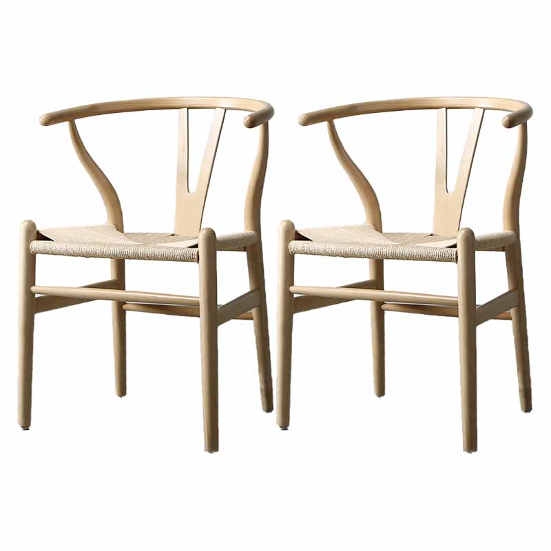 Contemporary Restaurant Wishbone Arm Chair Natural Solid Wood Dining Chair Wood 2 Piece Set Clearhalo ' kitchen&dining_furn' 'Dining Chairs' 'Dining Tables & Seating' 'dining_chair' 'furn' 'furn_dining_chair' 'Furniture' 'furniture_dining_chair' 'Kitchen & Dining Furniture' 'kitchen' 4330926