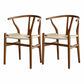 Contemporary Restaurant Wishbone Arm Chair Natural Solid Wood Dining Chair Walnut 2 Piece Set Clearhalo ' kitchen&dining_furn' 'Dining Chairs' 'Dining Tables & Seating' 'dining_chair' 'furn' 'furn_dining_chair' 'Furniture' 'furniture_dining_chair' 'Kitchen & Dining Furniture' 'kitchen' 4330927