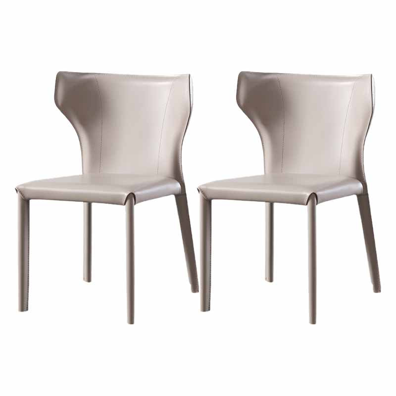 Designer Style Restaurant Wingback Side Chair Saddle Leather Dining Chair Light Khaki 2 Piece Set Clearhalo ' kitchen&dining_furn' 'Dining Chairs' 'Dining Tables & Seating' 'dining_chair' 'furn' 'furn_dining_chair' 'Furniture' 'furniture_dining_chair' 'Kitchen & Dining Furniture' 'kitchen' 4330942