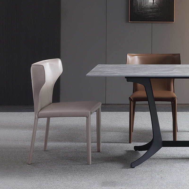 Designer Style Restaurant Wingback Side Chair Saddle Leather Dining Chair Clearhalo ' kitchen&dining_furn' 'Dining Chairs' 'Dining Tables & Seating' 'dining_chair' 'furn' 'furn_dining_chair' 'Furniture' 'furniture_dining_chair' 'Kitchen & Dining Furniture' 'kitchen' 4330944