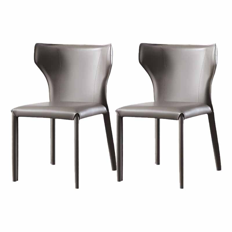 Designer Style Restaurant Wingback Side Chair Saddle Leather Dining Chair Grey 2 Piece Set Clearhalo ' kitchen&dining_furn' 'Dining Chairs' 'Dining Tables & Seating' 'dining_chair' 'furn' 'furn_dining_chair' 'Furniture' 'furniture_dining_chair' 'Kitchen & Dining Furniture' 'kitchen' 4330945