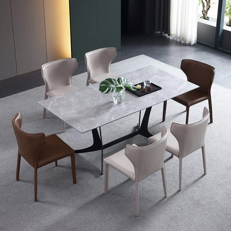 Designer Style Restaurant Wingback Side Chair Saddle Leather Dining Chair Clearhalo ' kitchen&dining_furn' 'Dining Chairs' 'Dining Tables & Seating' 'dining_chair' 'furn' 'furn_dining_chair' 'Furniture' 'furniture_dining_chair' 'Kitchen & Dining Furniture' 'kitchen' 4330946