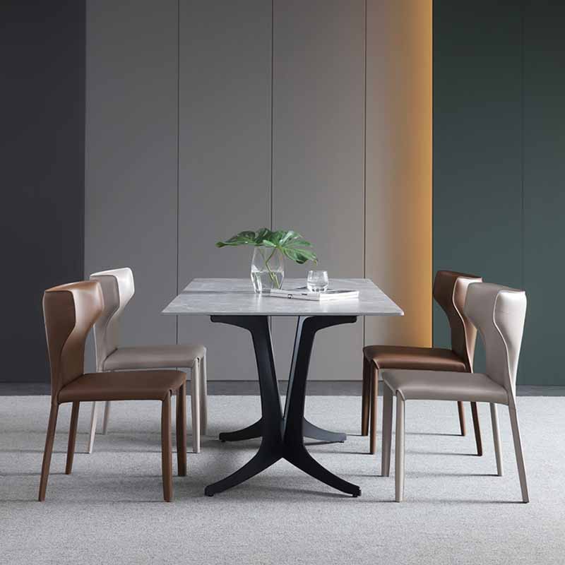 Designer Style Restaurant Wingback Side Chair Saddle Leather Dining Chair Clearhalo ' kitchen&dining_furn' 'Dining Chairs' 'Dining Tables & Seating' 'dining_chair' 'furn' 'furn_dining_chair' 'Furniture' 'furniture_dining_chair' 'Kitchen & Dining Furniture' 'kitchen' 4330955
