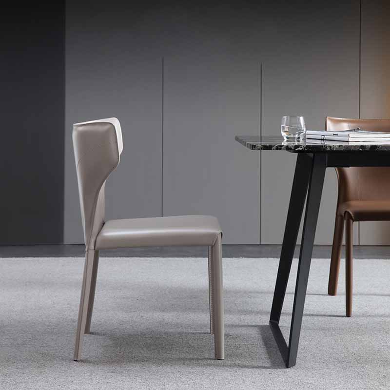 Designer Style Restaurant Wingback Side Chair Saddle Leather Dining Chair Clearhalo ' kitchen&dining_furn' 'Dining Chairs' 'Dining Tables & Seating' 'dining_chair' 'furn' 'furn_dining_chair' 'Furniture' 'furniture_dining_chair' 'Kitchen & Dining Furniture' 'kitchen' 4330957